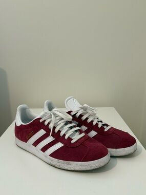 adidas Gazelle Men's Suede Sneakers in Burgundy and White